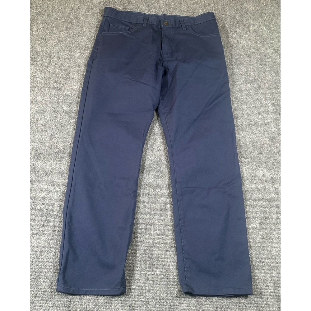 Blue Delta Mens Custom Pants 32x29 Straight Leg Chino Navy Blue Stretch Twill